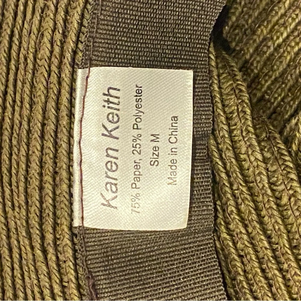 Karen Keith Wide Brim Boho Hat Women's Beeded‎ Olive Size Medium